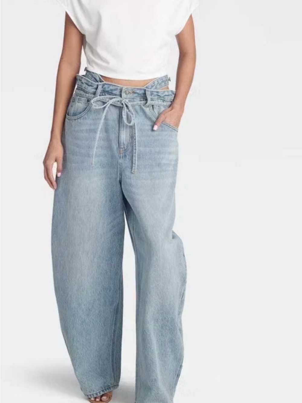 HOT ITEM sold outKBB by KAHLANA Women High Waisted 'The Cut Out Paper Bag Jeans'